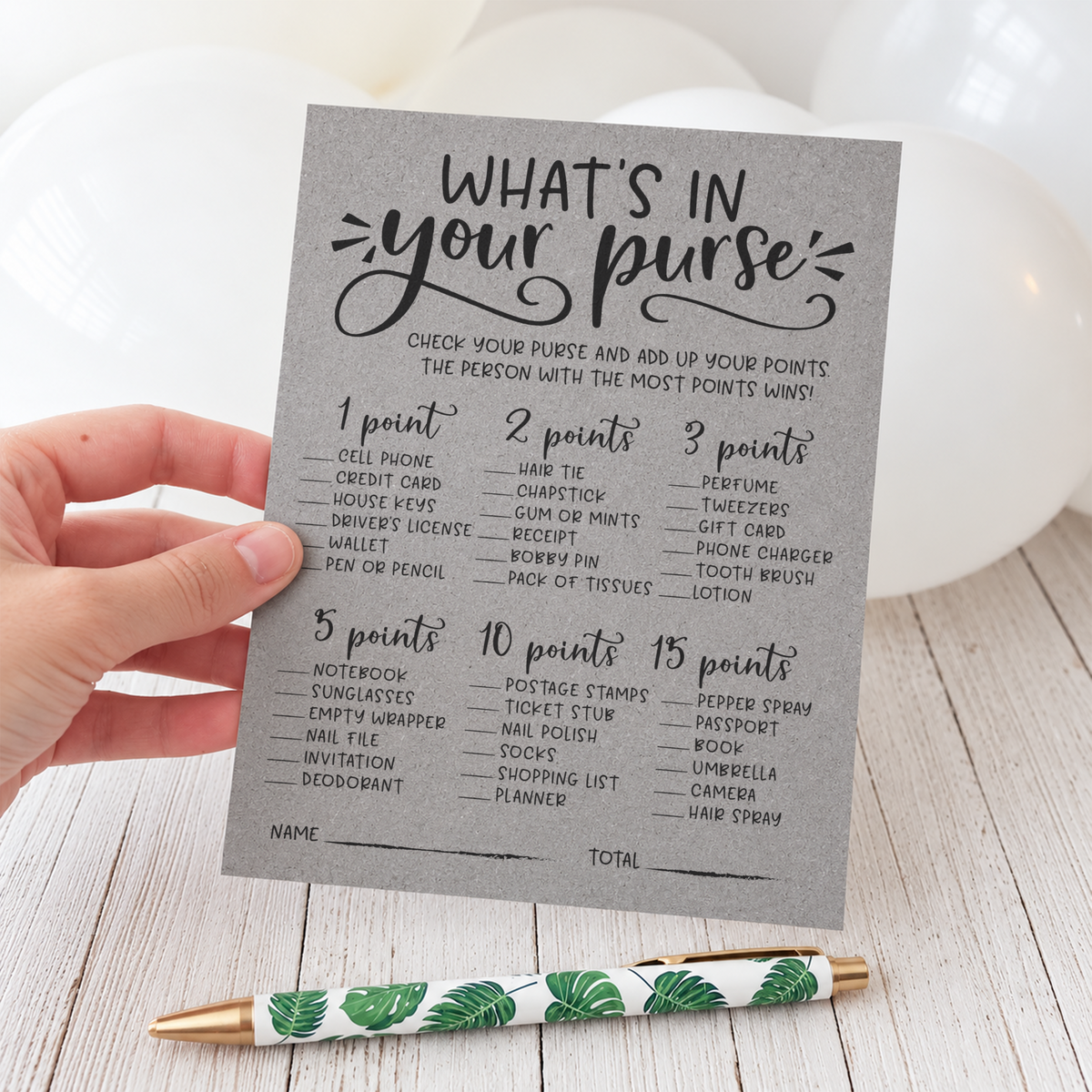 What's In Your Purse Bridal Shower Game