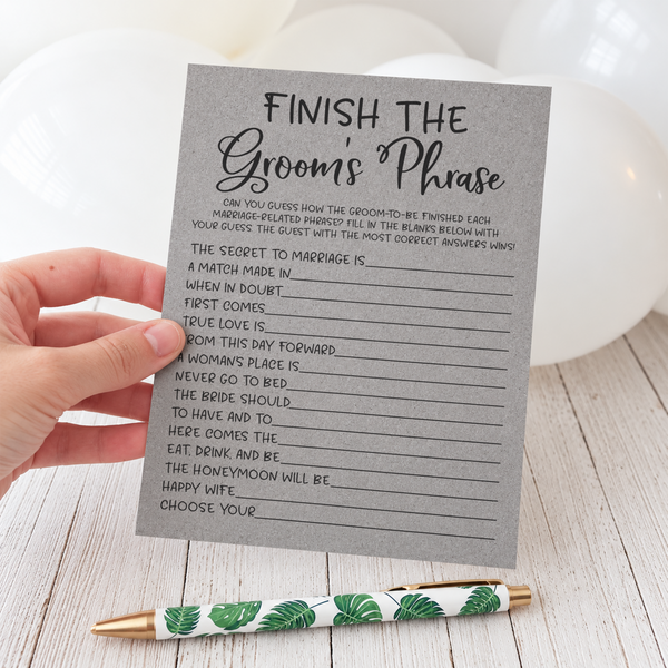 Finish the Groom's Phrase Bridal Shower Game