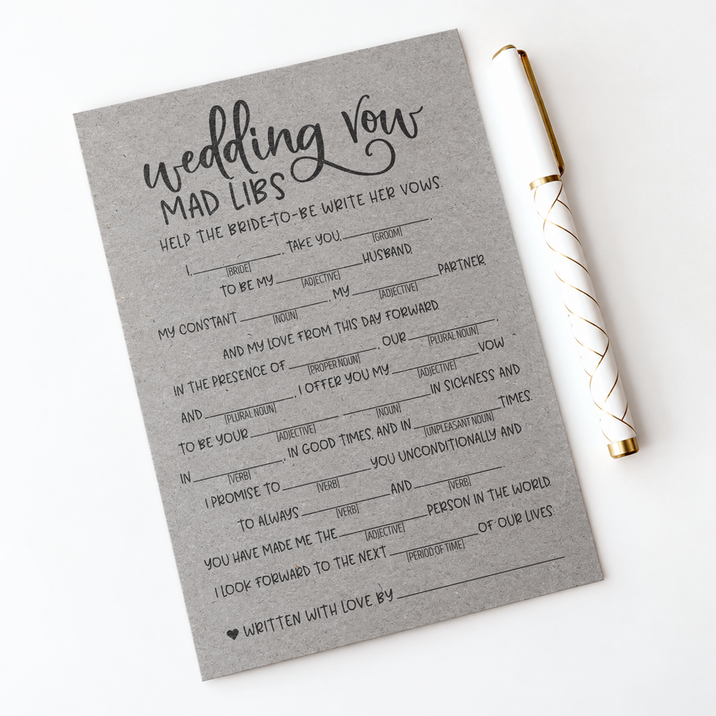 Wedding Vow Mad Libs Bridal Shower Game