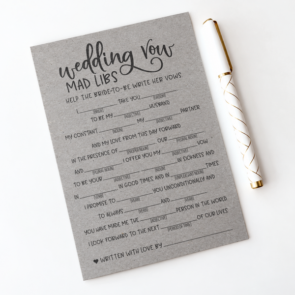 Wedding Vow Mad Libs Bridal Shower Game
