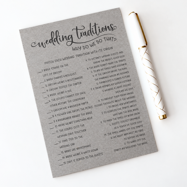 Wedding Traditions Bridal Shower Game