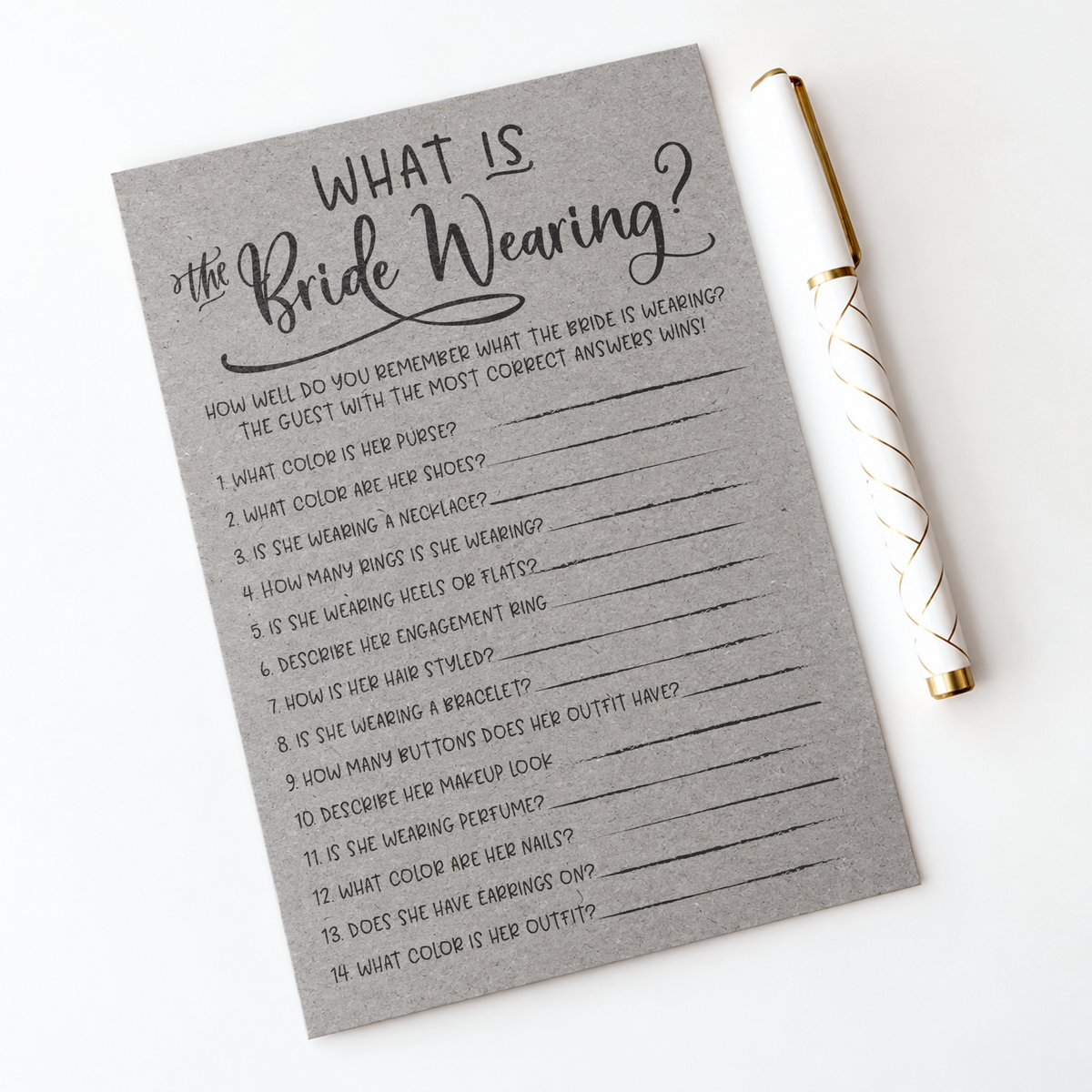 What Is The Bride Wearing Bridal Shower Game