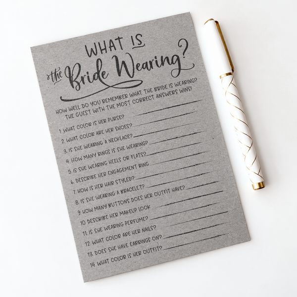 What Is The Bride Wearing Bridal Shower Game