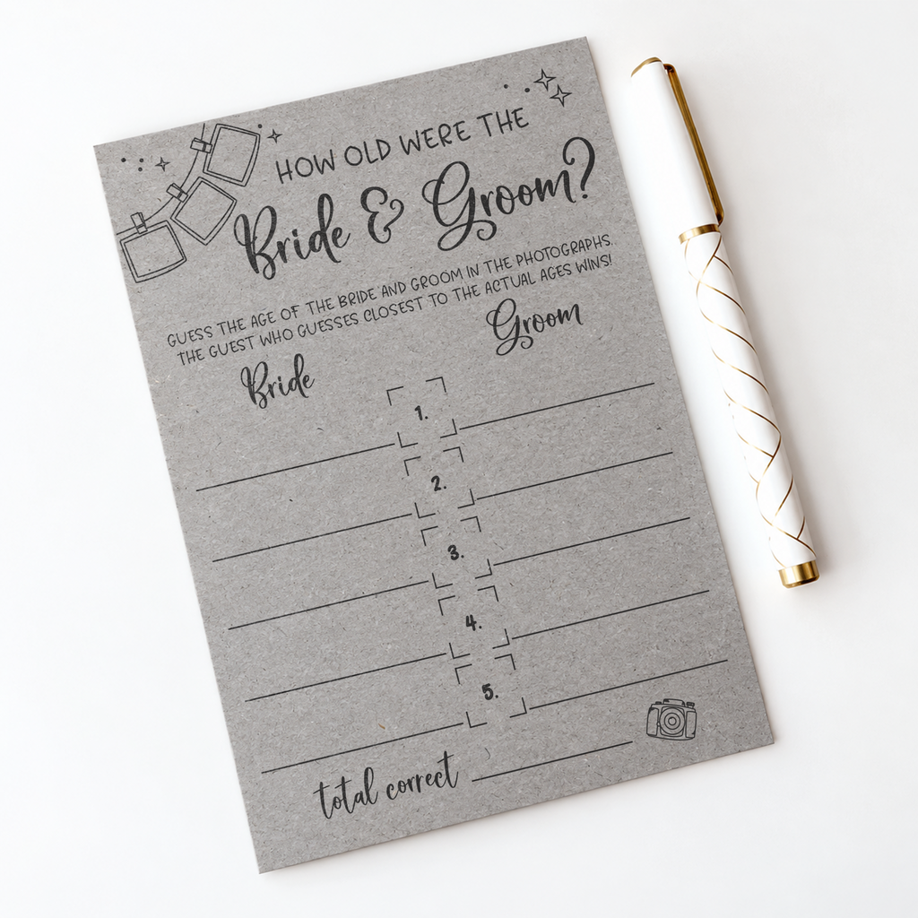 How Old Were The Bride And Groom Bridal Shower Game