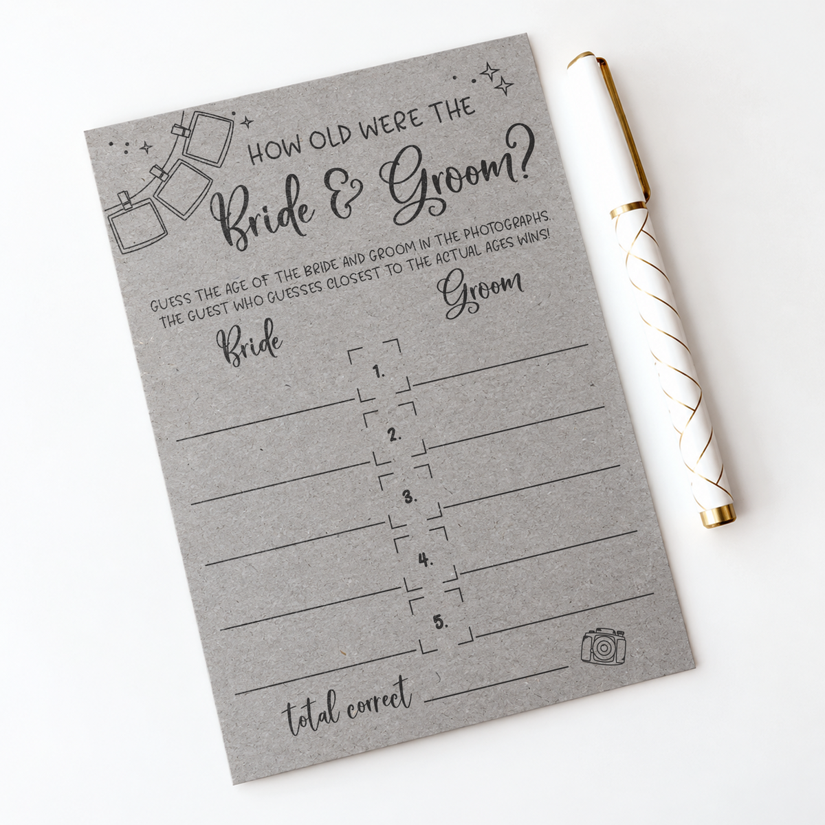 How Old Were The Bride And Groom Bridal Shower Game