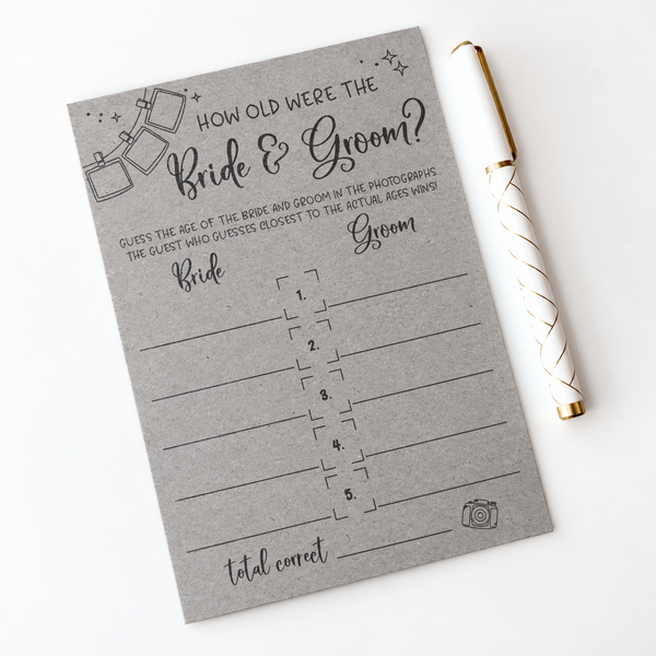 How Old Were The Bride And Groom Bridal Shower Game