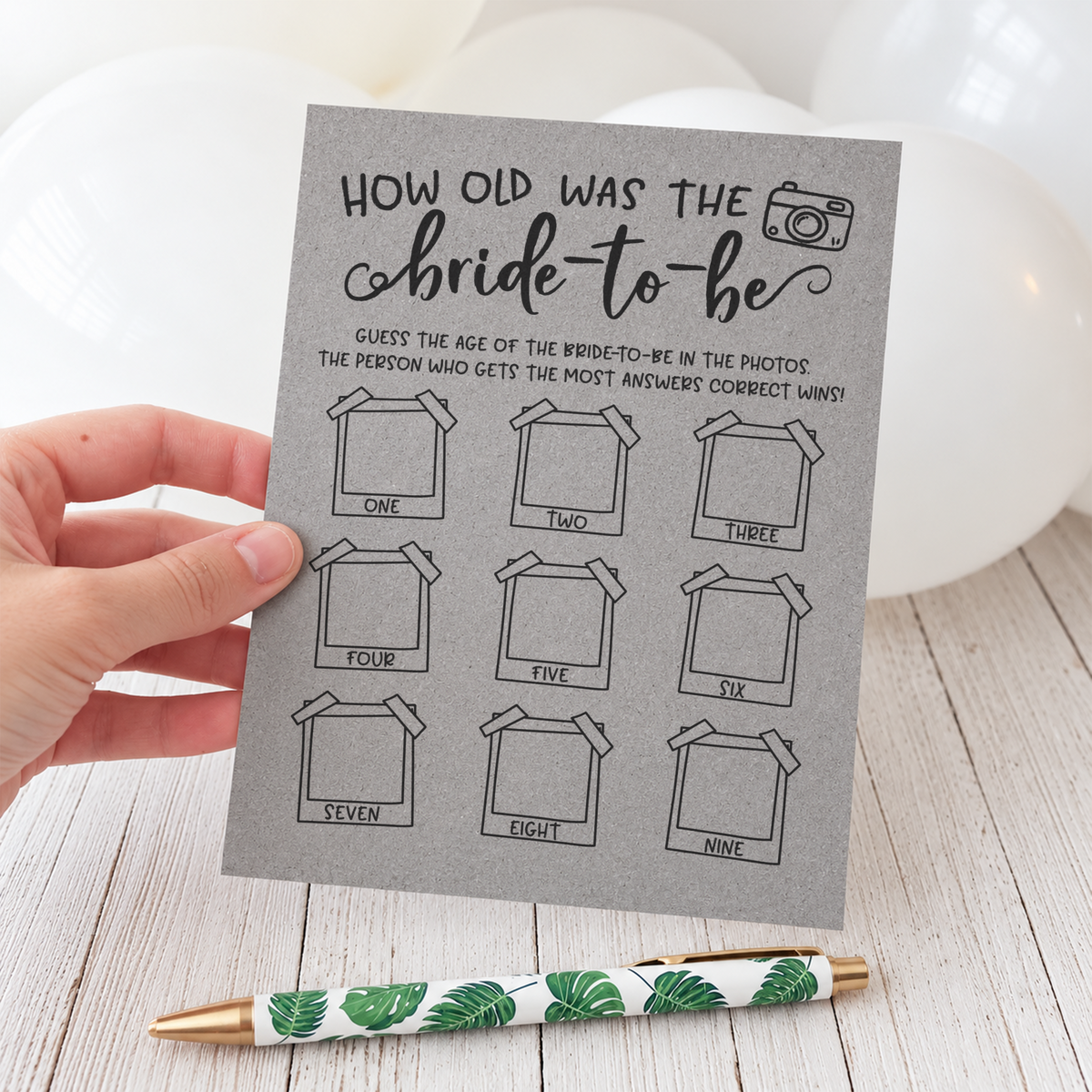 How Old was the Bride-to-be Bridal Shower Game