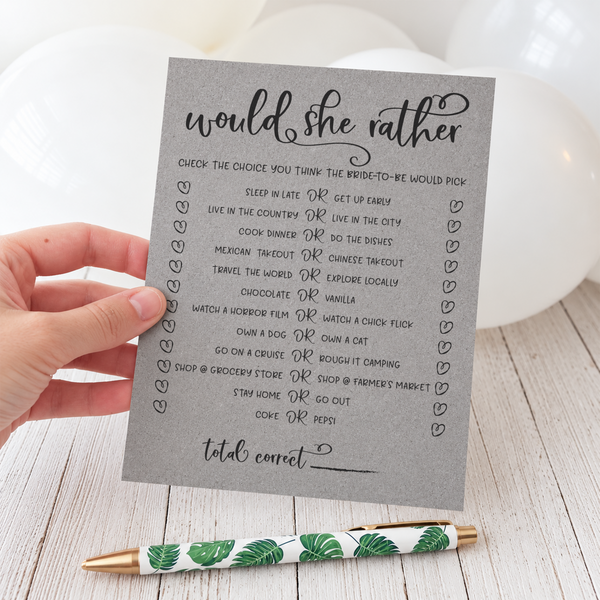Would She Rather Bridal Shower Game