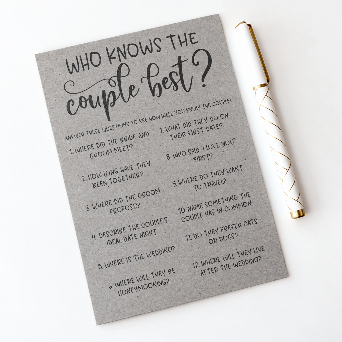 Who Knows The Couple Best Bridal Shower Game