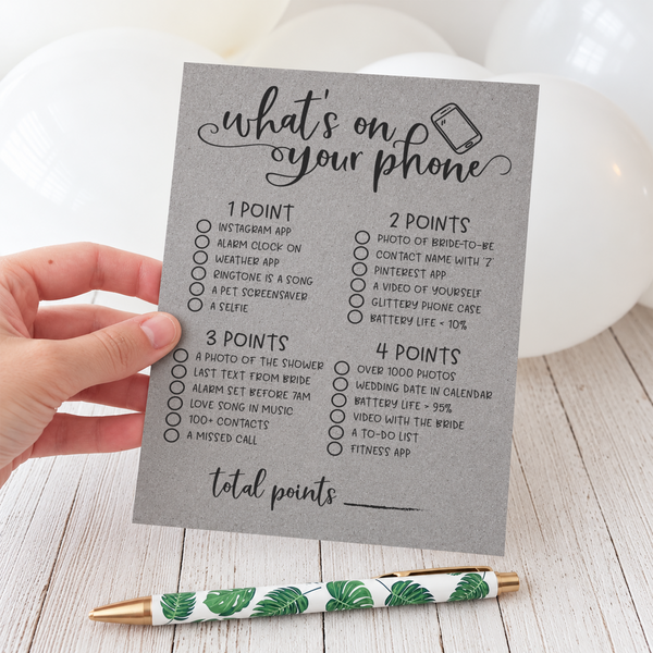 What's On Your Phone Bridal Shower Game