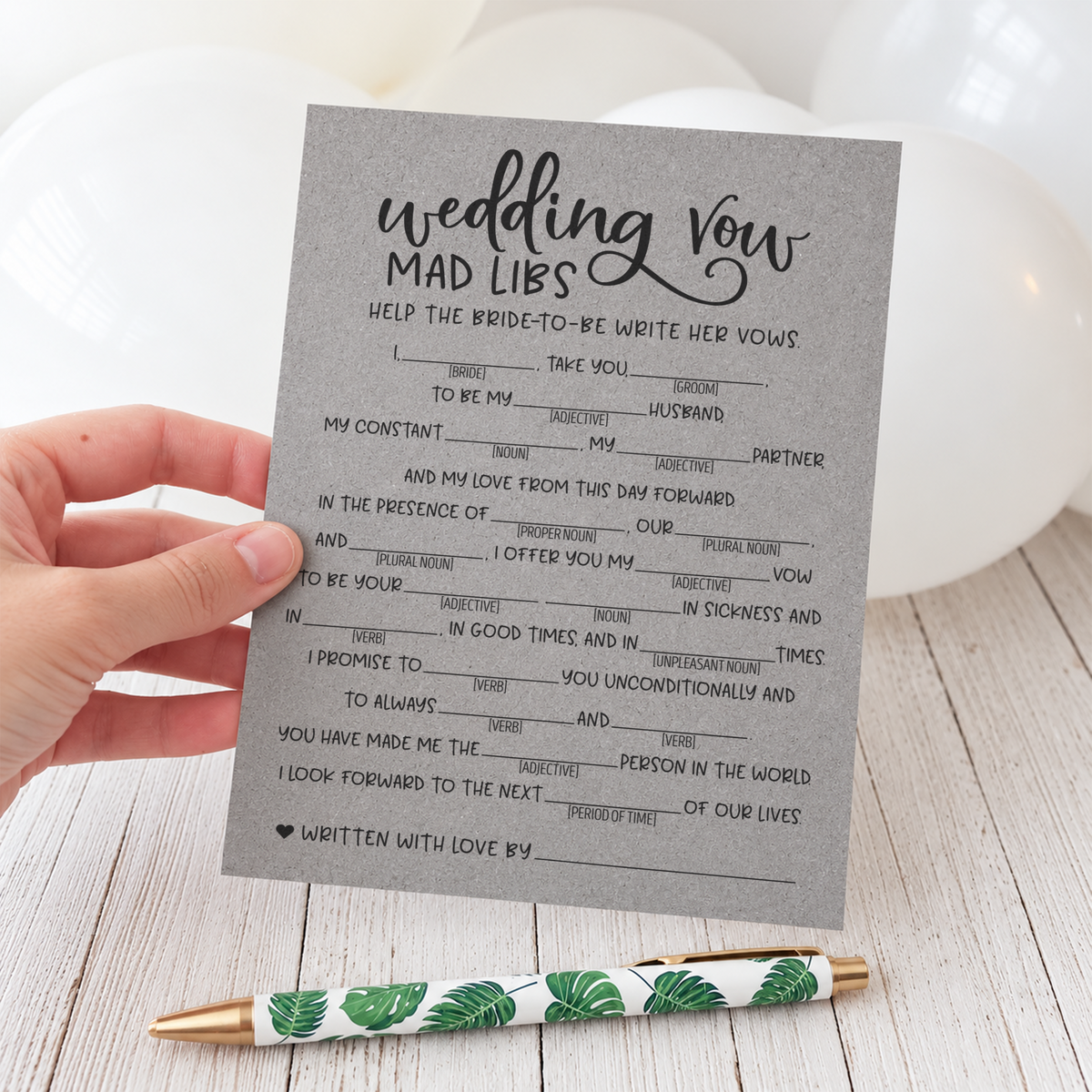 Wedding Vow Mad Libs Bridal Shower Game