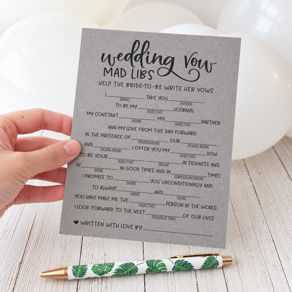 Wedding Vow Mad Libs Bridal Shower Game