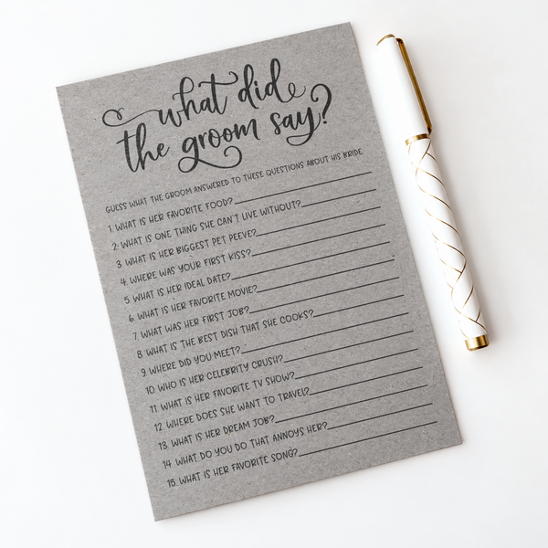 What Did The Groom Say Bridal Shower Game