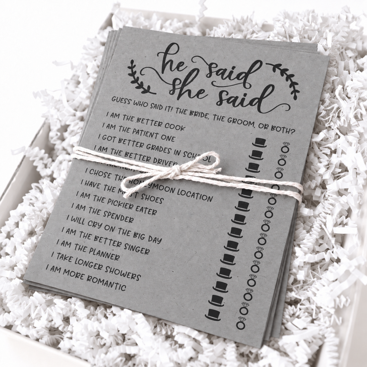 He Said She Said Bridal Shower Game