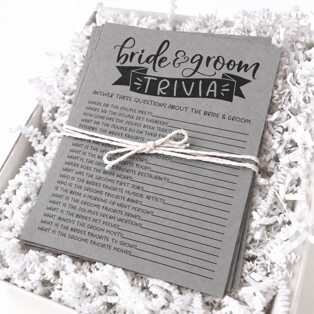 Bride Groom Trivia Bridal Shower Game