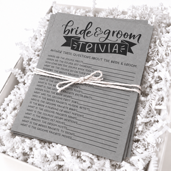 Bride Groom Trivia Bridal Shower Game