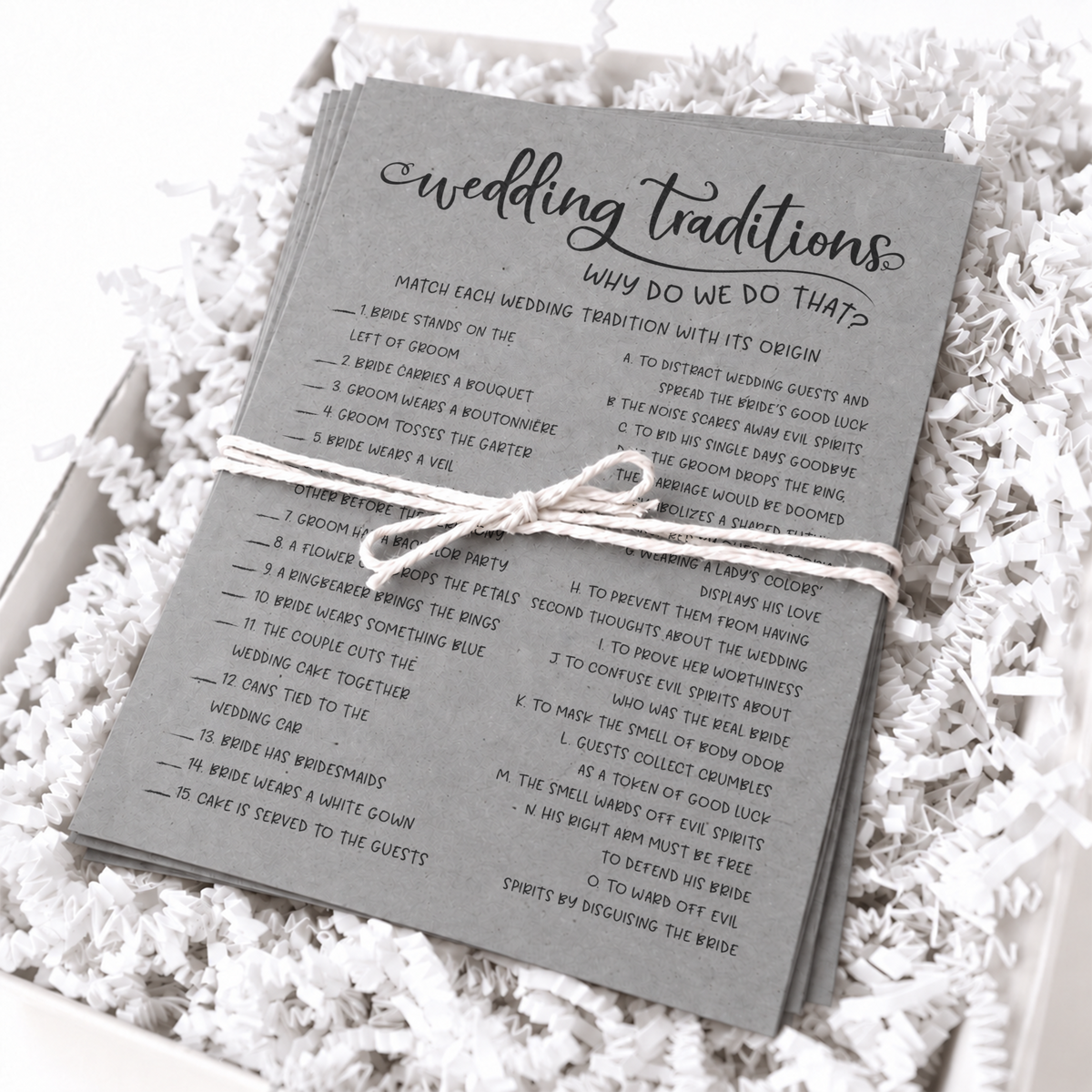 Wedding Traditions Bridal Shower Game