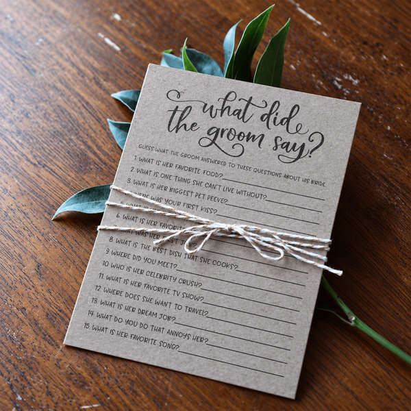 What Did The Groom Say Bridal Shower Game