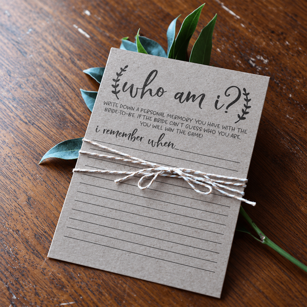 Who Am I Bridal Shower Game