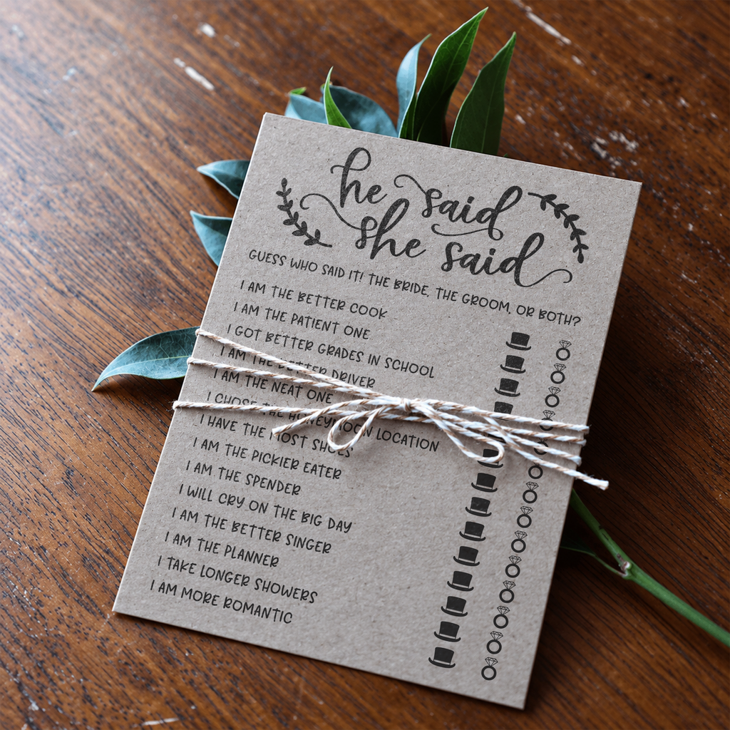 He Said She Said Bridal Shower Game