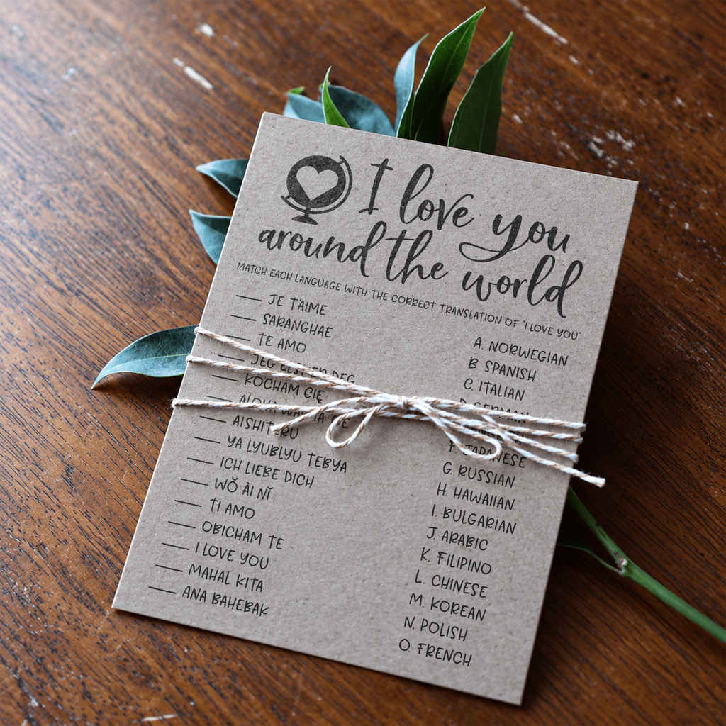 I Love You Around The World Bridal Shower Game