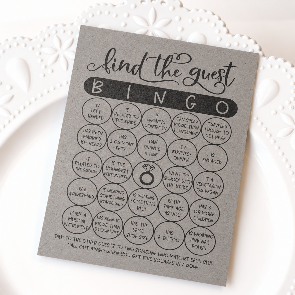 Find The Guest Bingo Bridal Shower Game