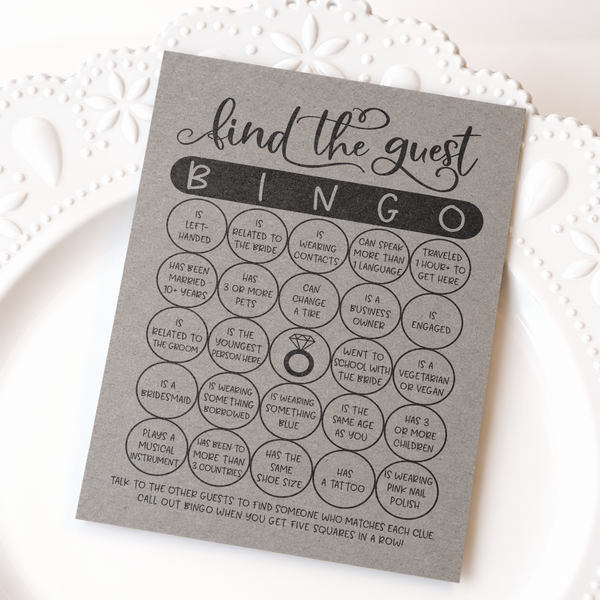 Find The Guest Bingo Bridal Shower Game
