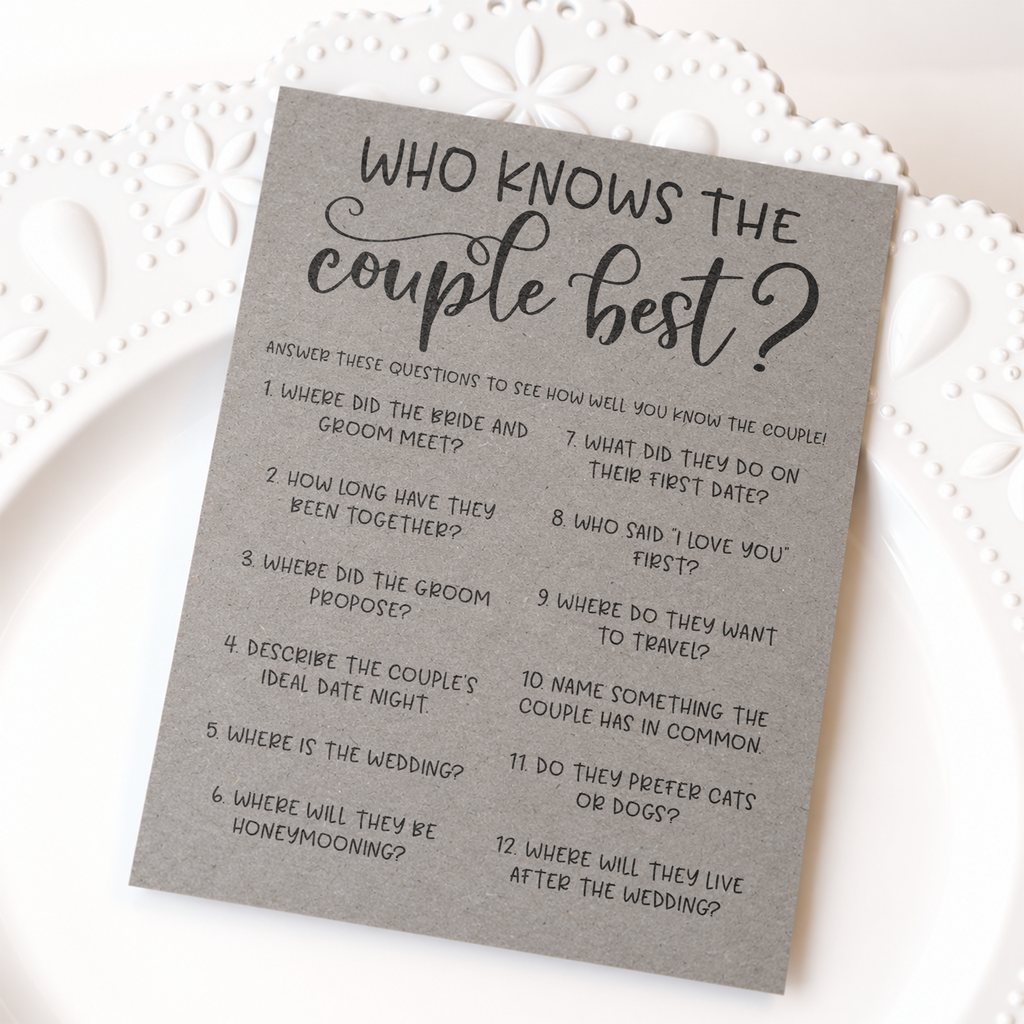 Who Knows The Couple Best Bridal Shower Game