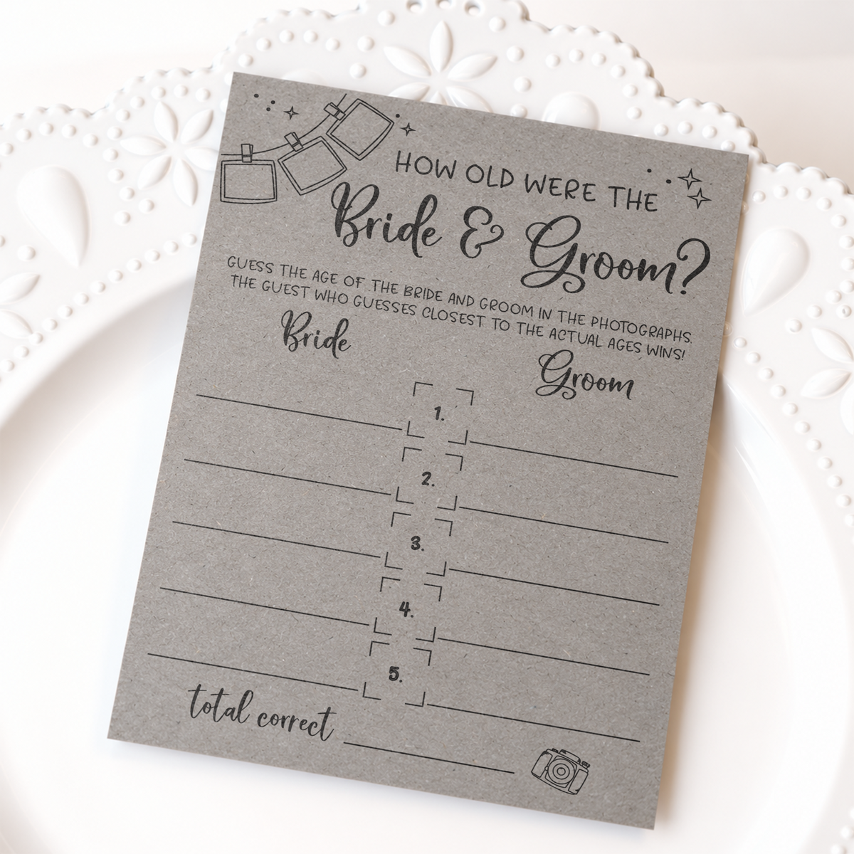 How Old Were The Bride And Groom Bridal Shower Game
