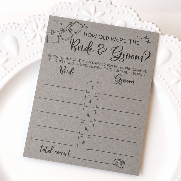 How Old Were The Bride And Groom Bridal Shower Game