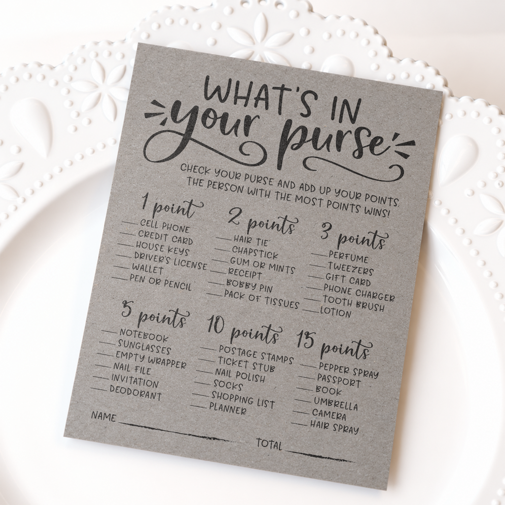 What's In Your Purse Bridal Shower Game