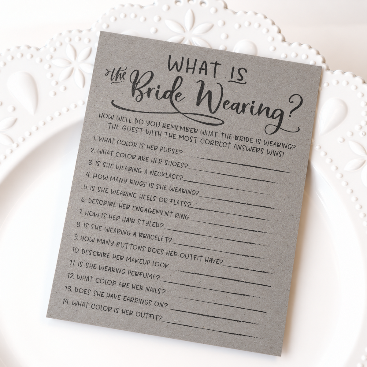 What Is The Bride Wearing Bridal Shower Game
