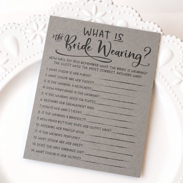 What Is The Bride Wearing Bridal Shower Game