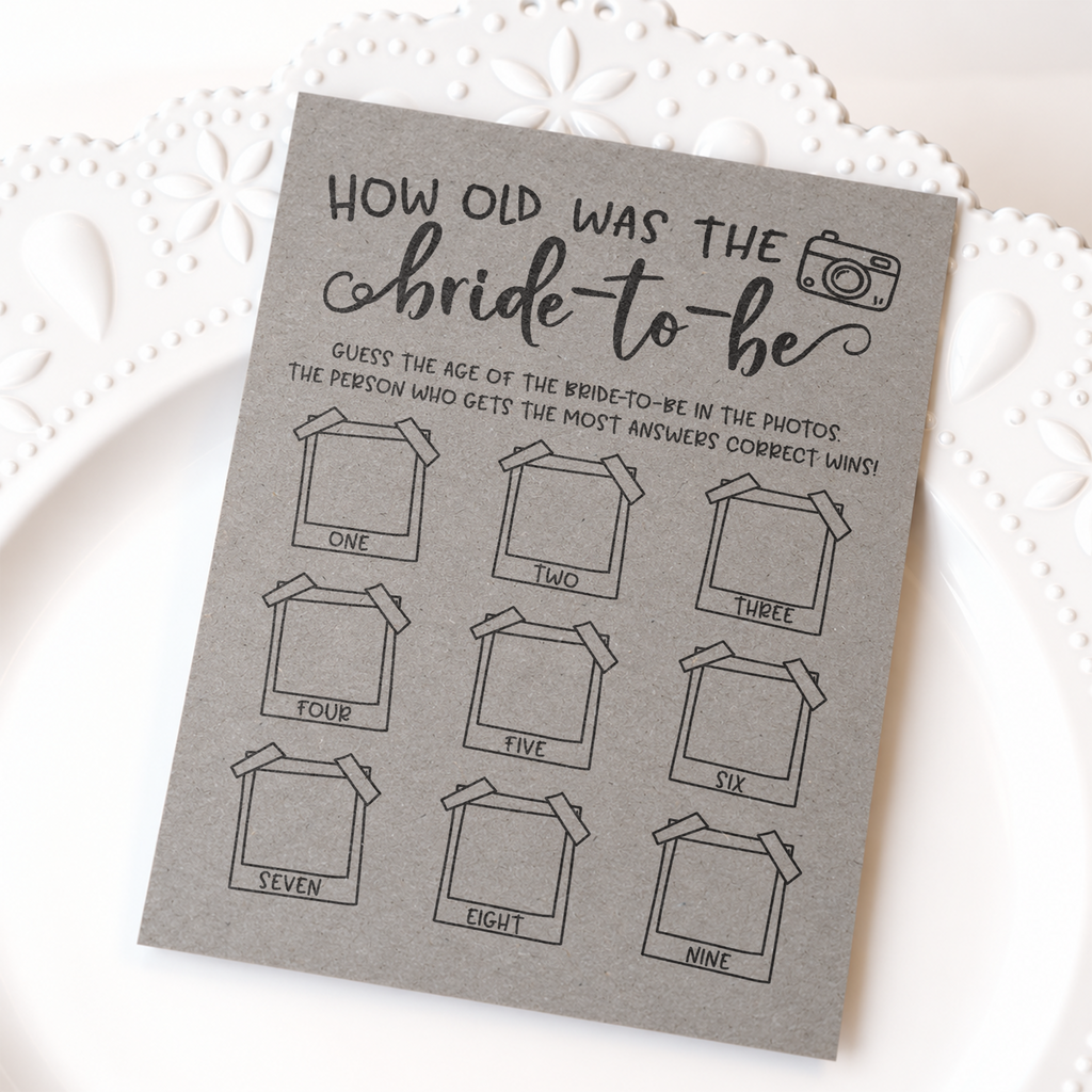 How Old was the Bride-to-be Bridal Shower Game