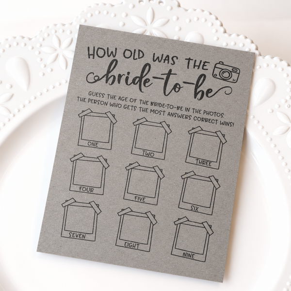 How Old was the Bride-to-be Bridal Shower Game
