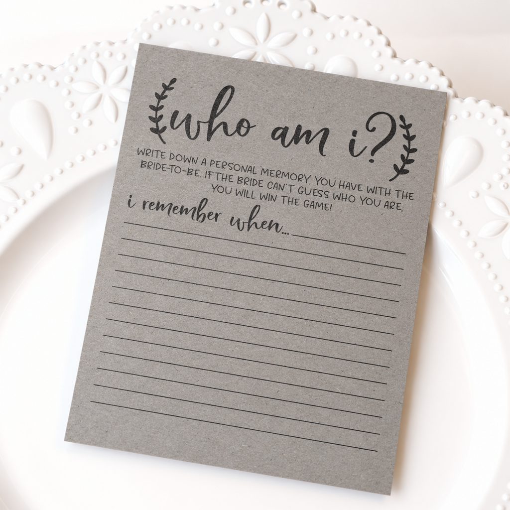 Who Am I Bridal Shower Game