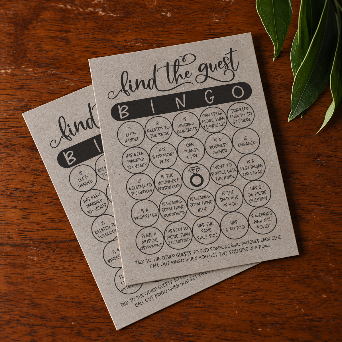Find The Guest Bingo Bridal Shower Game