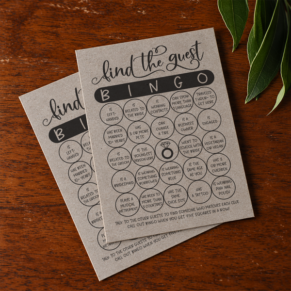 Find The Guest Bingo Bridal Shower Game
