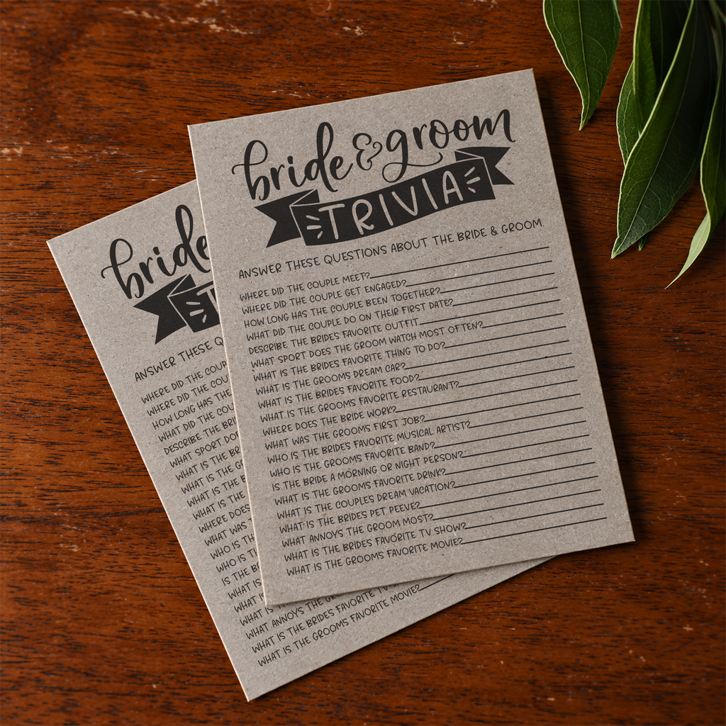 Bride Groom Trivia Bridal Shower Game