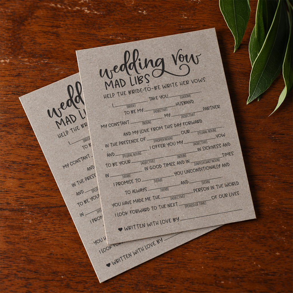 Wedding Vow Mad Libs Bridal Shower Game