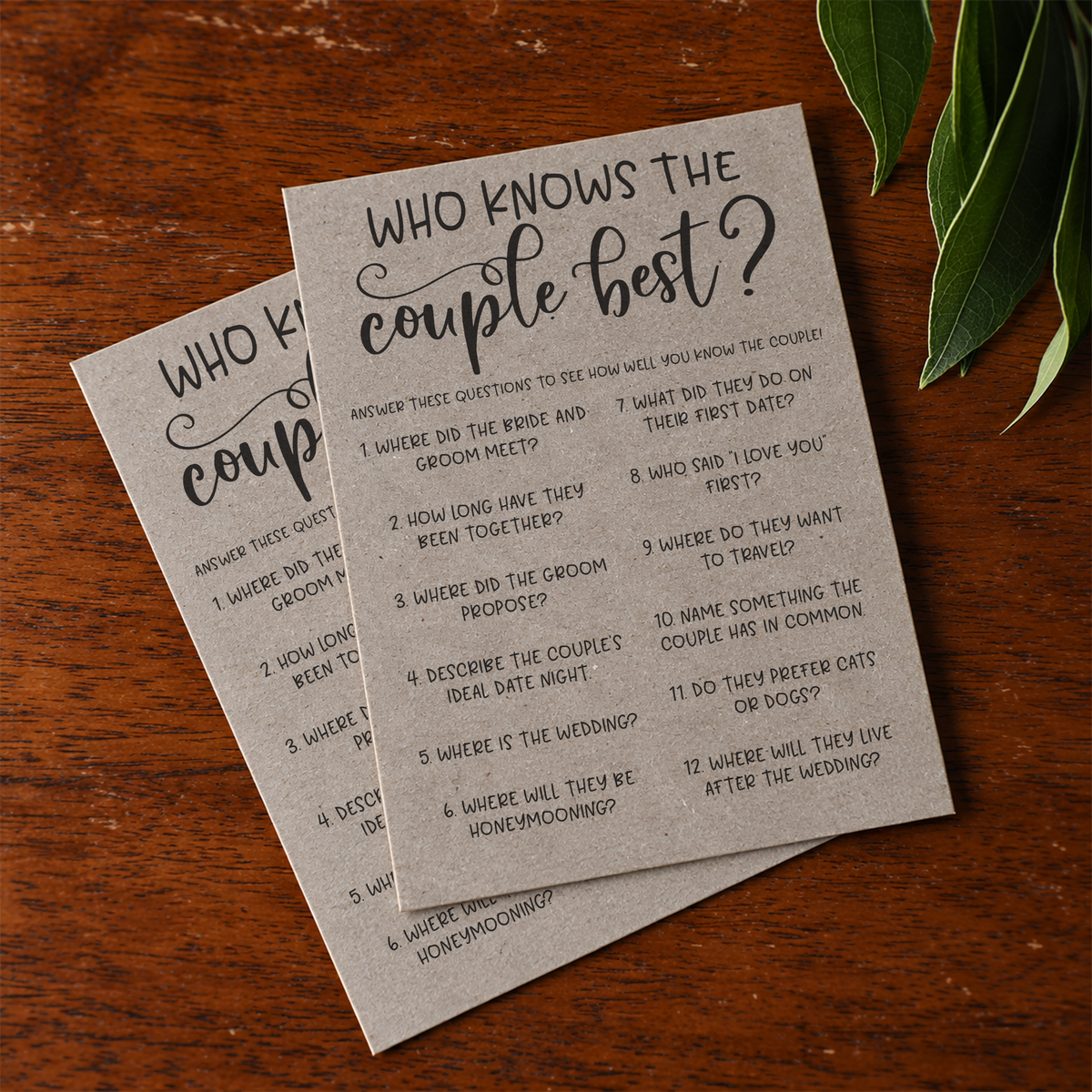 Who Knows The Couple Best Bridal Shower Game