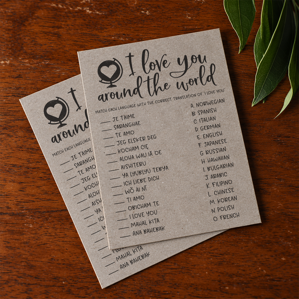I Love You Around The World Bridal Shower Game
