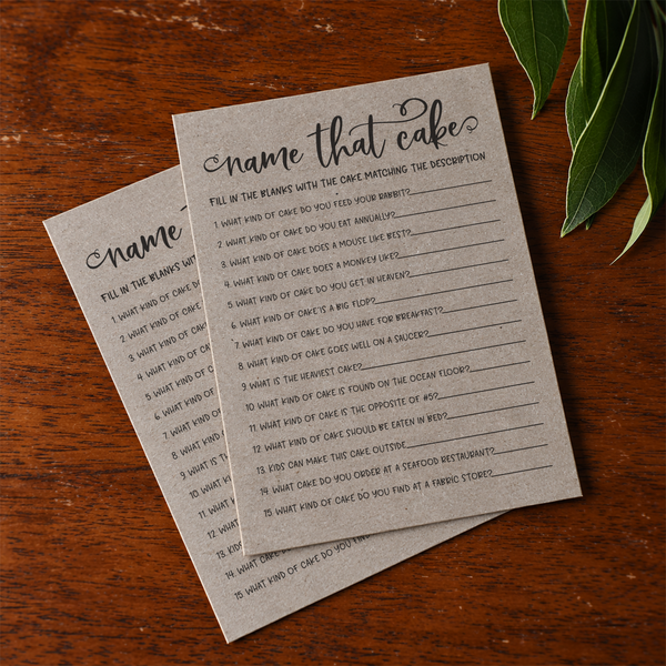 Name That Cake Bridal Shower Game