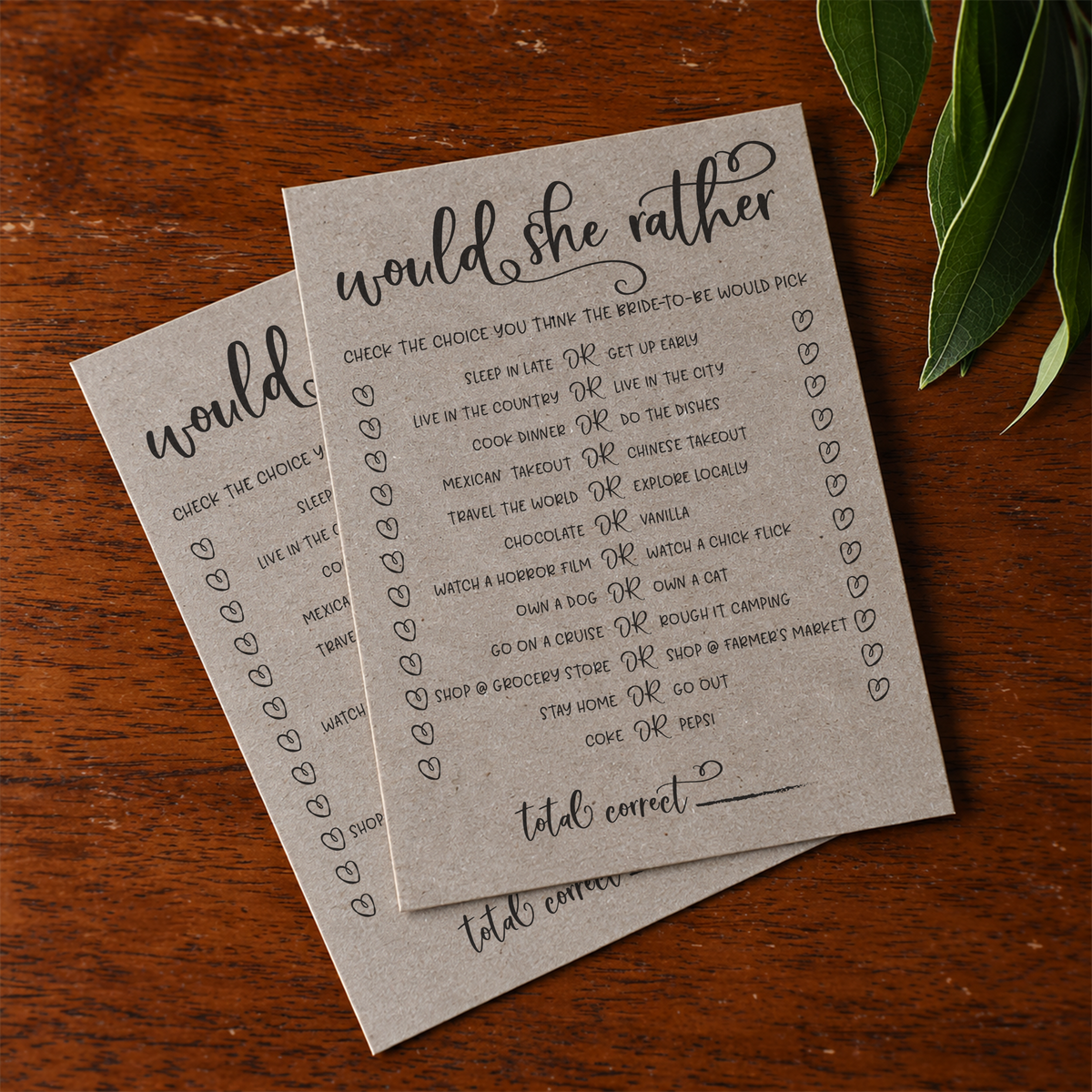 Would She Rather Bridal Shower Game