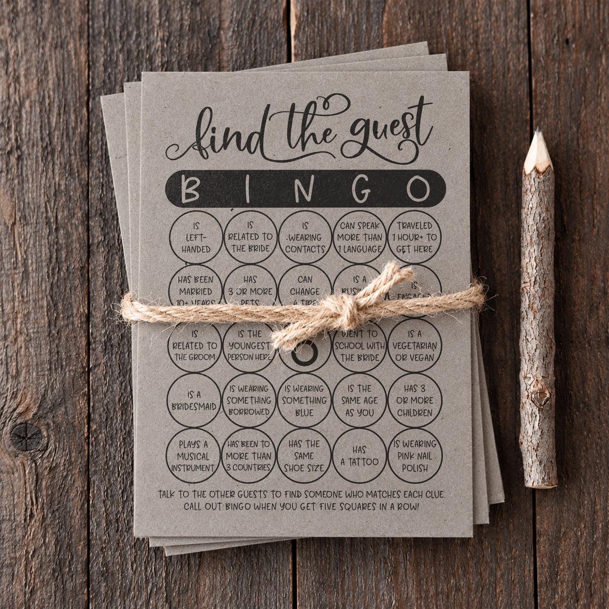 Find The Guest Bingo Bridal Shower Game