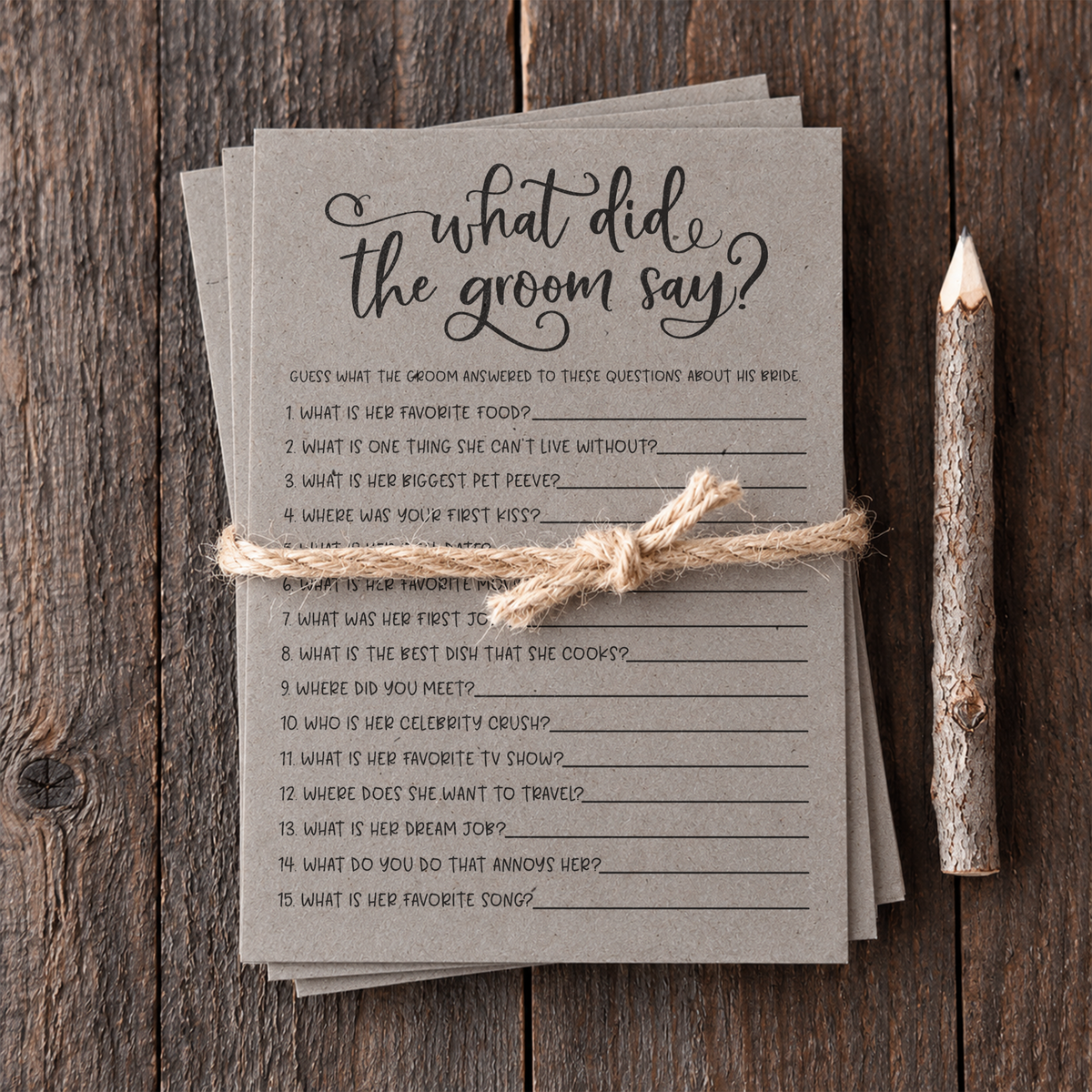What Did The Groom Say Bridal Shower Game