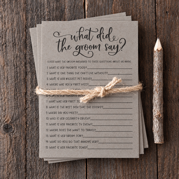 What Did The Groom Say Bridal Shower Game