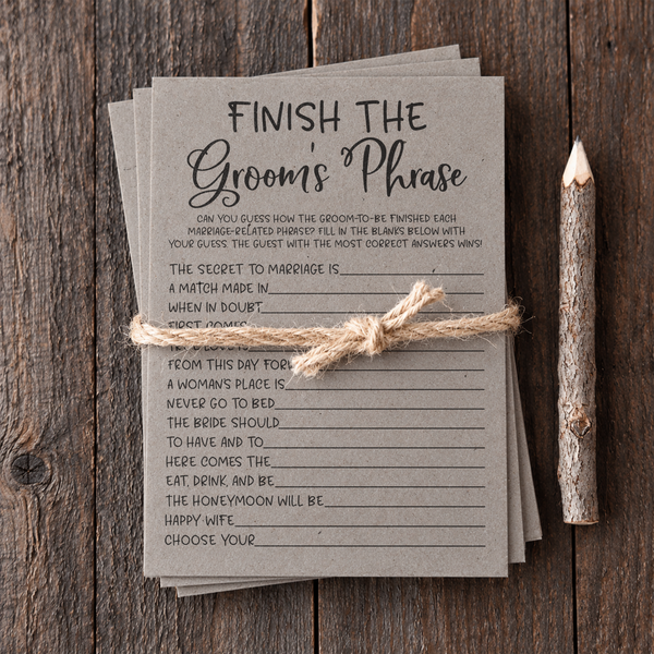 Finish the Groom's Phrase Bridal Shower Game