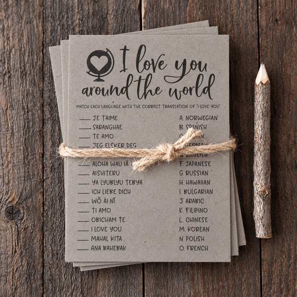 I Love You Around The World Bridal Shower Game