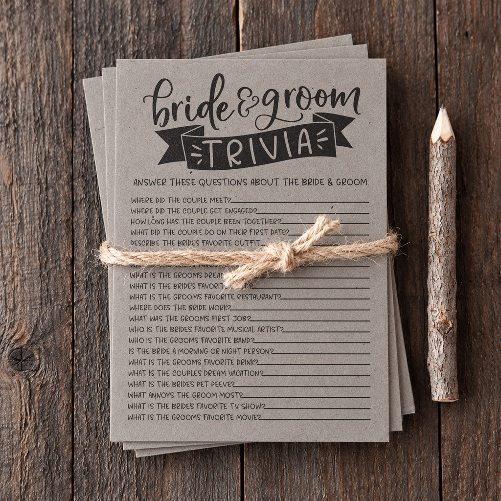 Bride Groom Trivia Bridal Shower Game
